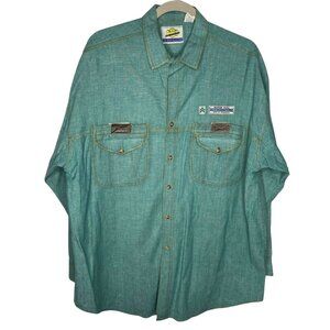 Vintage MTO Button Up Men's XL Green‎ LS Sleeve 90s Jade *Flaw Read**